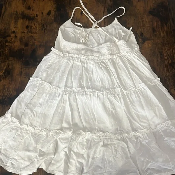 SHEIN White Ruffle Babydoll Dress - Size M - Adjustable Tie straps - Picture 3 of 6